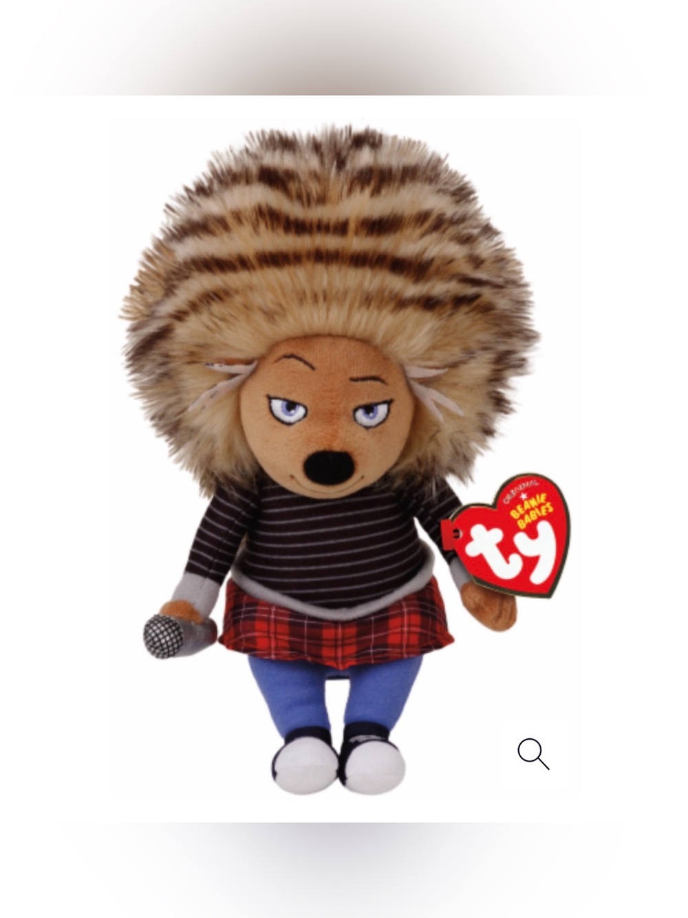 Ty Beanie Babies Ash the Porcupine Plush 8” Sing Movie Stuffed Animal
